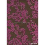 Suede Peony | Pink Floral Flocking on Chocolate Brown Matte Cotton Handmade, Recycled A4 Paper | PaperSource