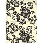 Suede Peony | Black Floral Flocking on Ivory Matte Cotton Handmade, Recycled A4 Paper | PaperSource