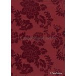 Suede Peony | Deep Red Flocked design on Red Cotton Matte Handmade, Recycled Paper | PaperSource