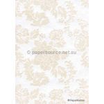 Suede | Peony Off White Flocked design on White Matte Handmade, Recycled Cotton Paper | PaperSource