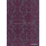Suede | Petite Damask Maroon Flock on Maroon Cotton Handmade, Recycled 150gsm A4 Paper | PaperSource