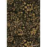 Patterned Posie | Designer print in Antique Gold on Black Handmade, Recycled Cotton paper | PaperSource