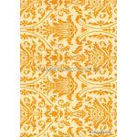 Suede Regal | Orange Flocked damask design on Cream Matte Cotton, Handmade, Recycled A4 Paper | PaperSource