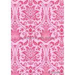 Suede Regal | Pink Flocked damask design on Pink Matte Cotton, Handmade, Recycled A4 Paper | PaperSource