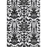 Suede Regal | Black Flocked damask design on White Cotton Matte Handmade, Recycled A4 Paper | PaperSource