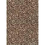 Suede Rococo | Chocolate Brown Flocked Swirl design on Metallic Mink Cotton Handmade, Recycled A4 Paper | PaperSource