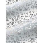 Flat Foil Sakura Cherry Blossom | Silver Foil on White Matte Cotton A4 handmade recycled paper | PaperSource