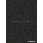 Suede Tulip | Black Flocked Floral design on Black Matte Cotton Handmade, Recycled A4 Paper | PaperSource