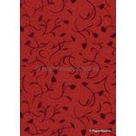 Suede Tulip | Red Flocked Floral design on Red Matte Cotton Handmade, Recycled A4 Paper | PaperSource