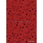 Suede Tulip | Red Flocked Floral design on Red Matte Cotton Handmade, Recycled A4 Paper | PaperSource