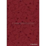Suede Tulip | Deep Red Flocked Floral design on Deep Red Matte Cotton Handmade, Recycled A4 Paper | PaperSource
