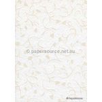 Suede Tulip | Off White Flocked Floral design on White Matte Cotton Handmade, Recycled A4 Paper | PaperSource