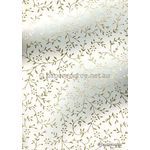 Flat Foil Wandering Vine White with Gold foil, handmade recycled paper | PaperSource