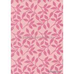 Suede Willow | Pink Flocked Leafy Vine design on Light Pink Matte Cotton Handmade, Recycled A4 Paper | PaperSource