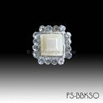 Diamante Slider | Square Silver Buckle with Central Faux Square Pearl surrounded with clear diamantes | PaperSource