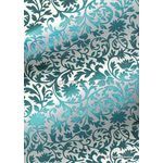 Foil Turquoise on White Brocade