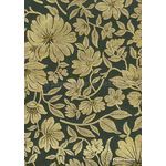 Flat Foil Magnolia | Black Cotton with Gold foiled floral design on handmade. recycled A4 paper | PaperSource