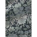 Flat Foil Magnolia | Black Cotton with Silver foiled floral design on handmade, recycled A4 paper-curled | PaperSource