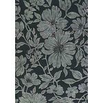Flat Foil Magnolia | Black Cotton with Silver foiled floral design on handmade, recycled A4 paper | PaperSource