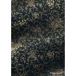Flat Foil Meander | Black Cotton with Gold foiled floral design on handmade, recycled A4 paper-curled | PaperSource