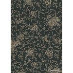 Flat Foil Meander | Black Cotton with Gold foiled floral design on handmade, recycled A4 paper | PaperSource
