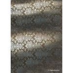 Flat Foil | Insignia Bronze Metallic Pearlescent Cotton with Silver foiled design, handmade recycled A4 paper - curled | PaperSource