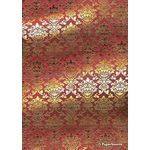 Flat Foil | Insignia Maroon Red Metallic Pearlescent with Silver foiled design, handmade, recycled cotton A4 paper - curled | PaperSource