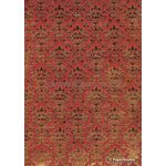 Flat Foil | Insignia Maroon Red Metallic Pearlescent with Silver foiled design, handmade, recycled cotton A4 paper | PaperSource