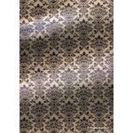 Flat Foil | Insignia Mink Beige Metallic Pearlescent with Black foiled design, handmade, recycled cotton A4 paper - curled | PaperSource
