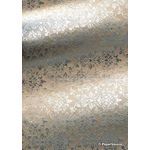 Flat Foil | Insignia Mink Beige Metallic Pearlescent with Silver foiled design, handmade, recycled cotton A4 paper - curled | PaperSource