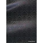Flat Foil | Insignia Onyx Black Sparkle Metallic Pearlescent with Black foiled design, handmade, recycled cotton A4 paper - curled | PaperSource