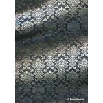 Flat Foil | Insignia Onyx Black Sparkle Metallic Pearlescent with Silver foiled design, handmade, recycled cotton A4 paper - curled | PaperSource
