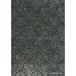 Flat Foil | Insignia Onyx Black Sparkle Metallic Pearlescent with Silver foiled design, handmade, recycled cotton A4 paper | PaperSource