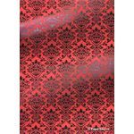 Flat Foil | Insignia Red Matte Cotton with Black foiled design, handmade, recycled A4 paper - curled | PaperSource