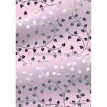 Flat Foil Ivy Pastel Pink Cotton with Silver foil, handmade recycled paper | PaperSource