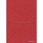 Embossed Sunflower Bright Red Matte A4 handmade recycled paper