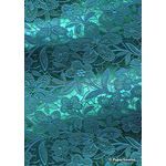 Embossed Foil Bloom | Turquoise Foil on Aqua Blue Matte Cotton A4 handmade recycled paper curled | PaperSource