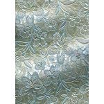 Embossed Foil Silver Foil on Pastell Blue Pearlescent Cotton A4 handmade recycled paper curled