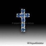 Diamante Cross T-060 Small with single row of crystal blue diamantes and flat on back. Perfect for Baptisms, Communions and other religious events.