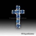 Diamante Cross T-061 Medium with single row of crystal blue diamantes and flat on back. Perfect for Baptisms, Communions and other religious events.