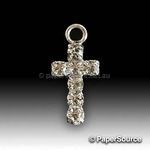 Diamante Cross T-062 with single row of crystal clear diamantes with a loop and flat on back. Perfect for Baptisms, Communions and other religious events.