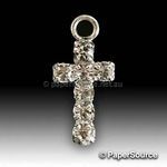 Diamante Cross T-063 with single row of crystal clear diamantes with a loop and flat on back. Perfect for Baptisms, Communions and other religious events.