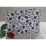 Journal A5 | Flocked Dianthus with Black Floral pattern on white handmade paper. 50 blank smooth white pages with hard cover | PaperSource