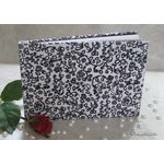 Journal A5 | Flocked Floral with Black Floral pattern on white handmade paper. 50 blank smooth white pages with hard cover | PaperSource