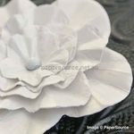 Flower - Ruffle White Medium Handmade, Pearlescent Flower Embellishment | PaperSource