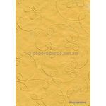 Embroidered Swirl Yellow stitching on Yellow Laser SIlk A4 Handmade, Recycled paper | PaperSource