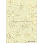 Embroidered Swirl Cream stitching on Ivory Laser SIlk A4 Handmade, Recycled paper | PaperSource