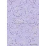 Embroidered Swirl Lilac stitching on Lilac Laser SIlk A4 Handmade, Recycled paper | PaperSource