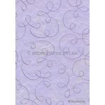 Embroidered Swirl Lilac stitching on Lilac Laser SIlk A4 Handmade, Recycled paper | PaperSource
