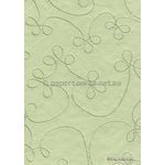 Embroidered Swirl Mint Green stitching on Mint Laser SIlk A4 Handmade, Recycled paper | PaperSource